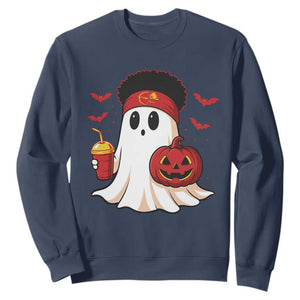 Halloween KC Ghost Sweatshirt Pumpkin Ghost Costume Football TS10 Navy Print Your Wear
