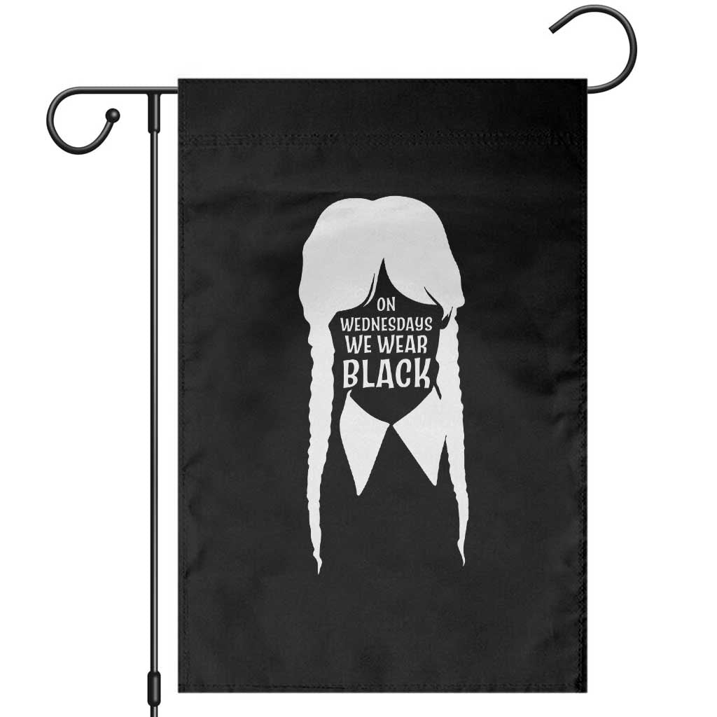 On Wednesdays We Wear Black Garden Flag Goth Halloween TS10 Black Print Your Wear