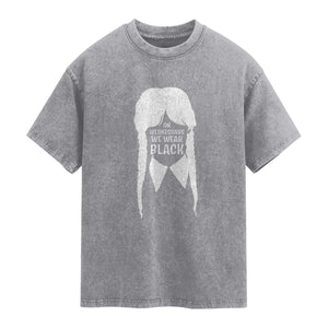 On Wednesdays We Wear Black Washed Cotton T-Shirt Goth Halloween TS10 Slate Gray Print Your Wear