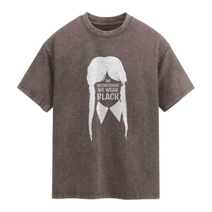 On Wednesdays We Wear Black Washed Cotton T-Shirt Goth Halloween TS10 Brown Print Your Wear