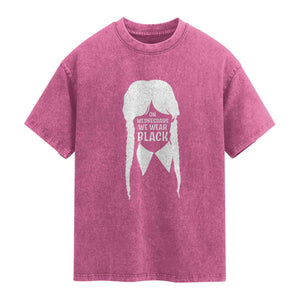 On Wednesdays We Wear Black Washed Cotton T-Shirt Goth Halloween TS10 Magenta Print Your Wear