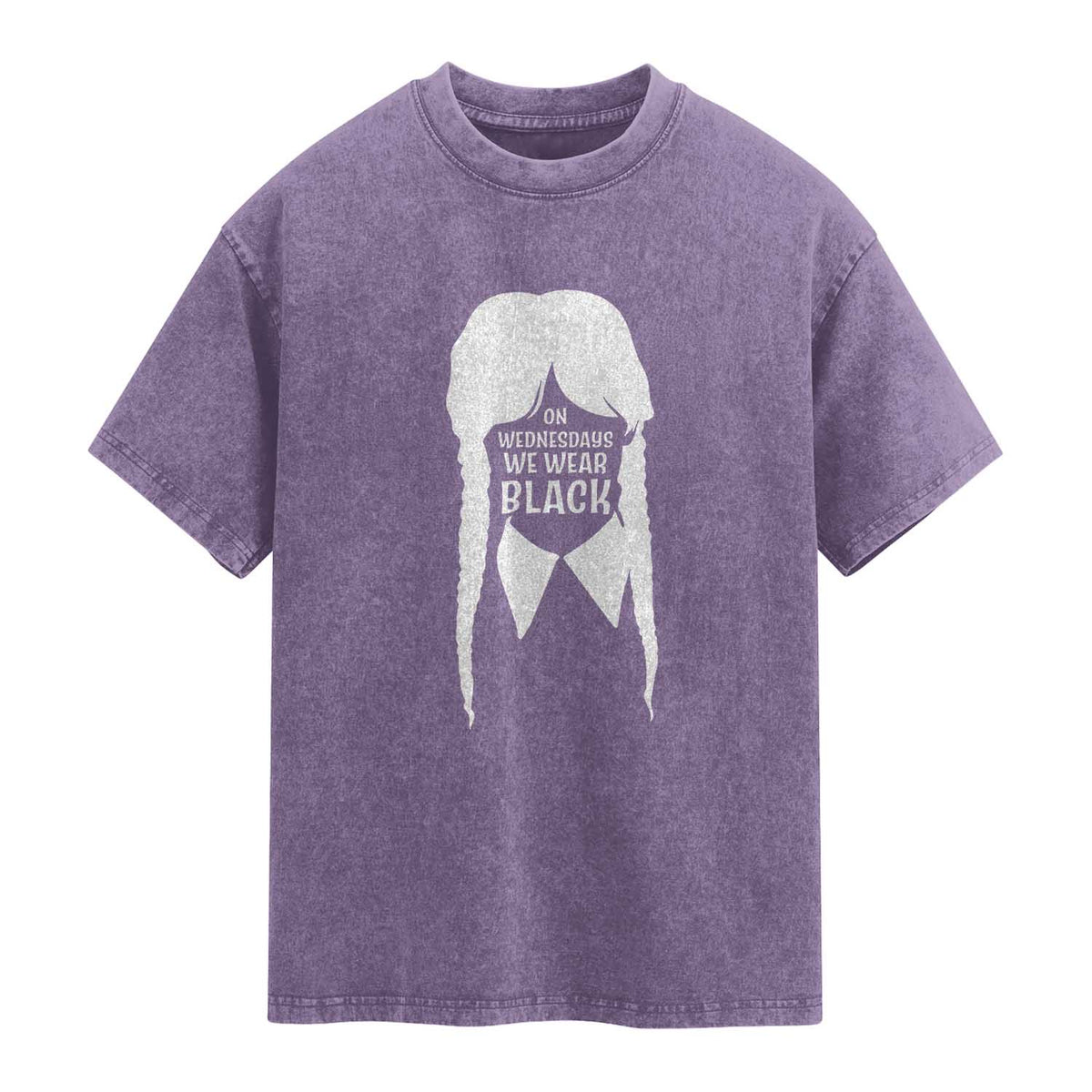 On Wednesdays We Wear Black Washed Cotton T-Shirt Goth Halloween TS10 Purple Print Your Wear