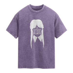 On Wednesdays We Wear Black Washed Cotton T-Shirt Goth Halloween TS10 Purple Print Your Wear