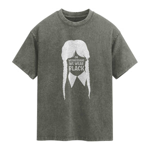 On Wednesdays We Wear Black Washed Cotton T-Shirt Goth Halloween TS10 Olive Green Print Your Wear