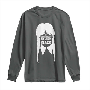 On Wednesdays We Wear Black Long Sleeve Shirt Goth Halloween TS10 Dark Heather Print Your Wear