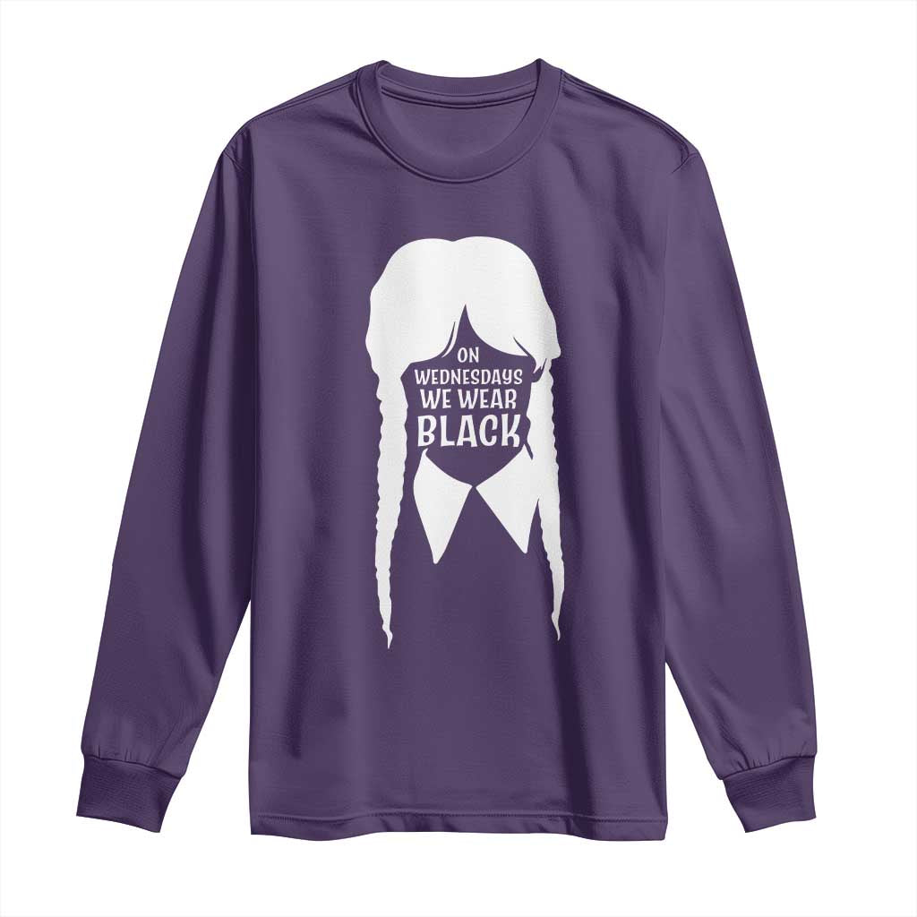 On Wednesdays We Wear Black Long Sleeve Shirt Goth Halloween TS10 Purple Print Your Wear