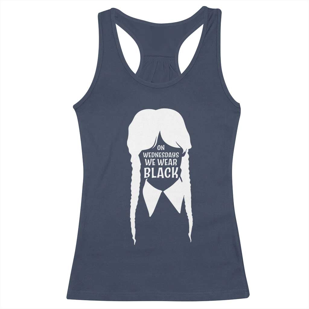 On Wednesdays We Wear Black Racerback Tank Top Goth Halloween TS10 Navy Print Your Wear