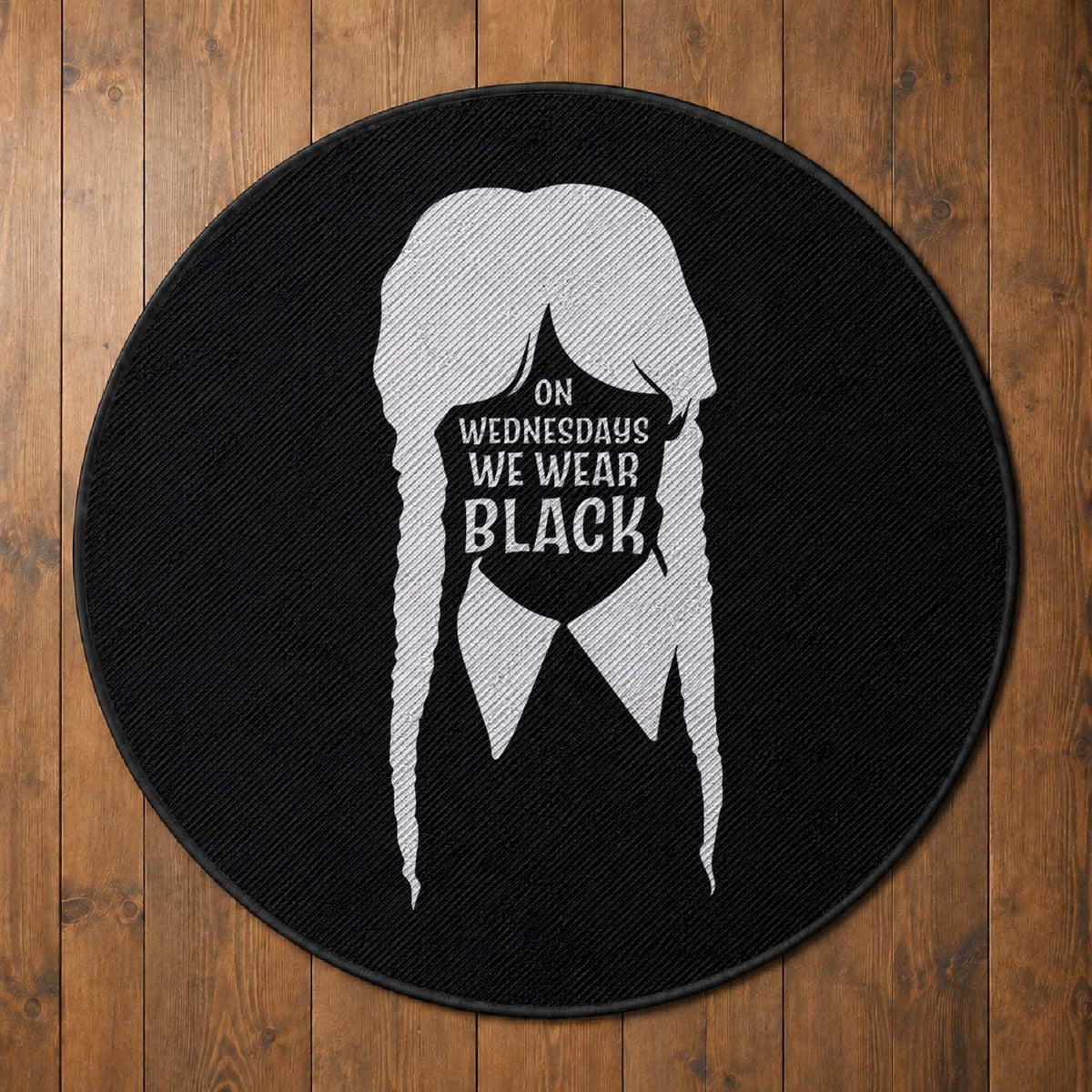 On Wednesdays We Wear Black Round Rug Goth Halloween
