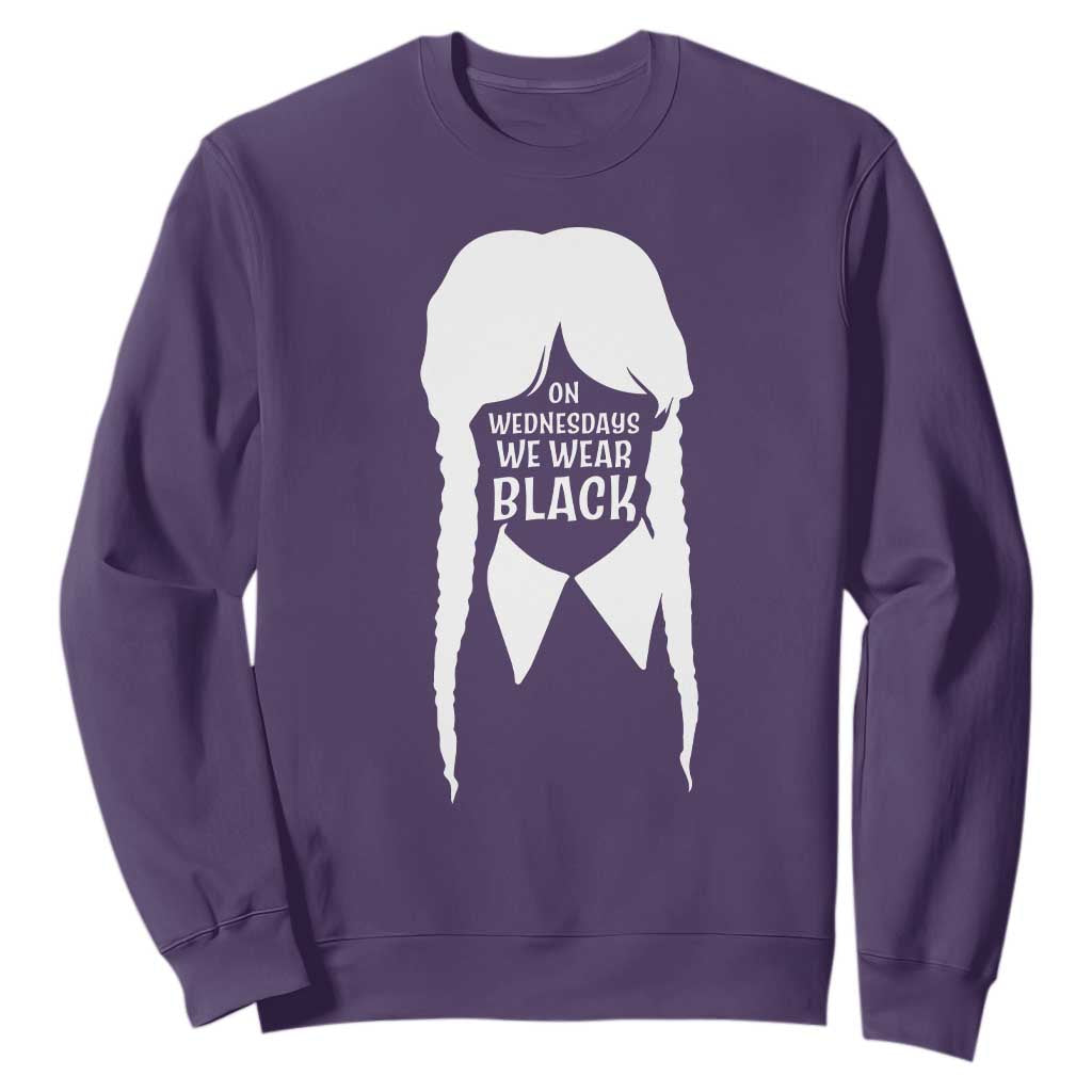 On Wednesdays We Wear Black Sweatshirt Goth Halloween TS10 Purple Print Your Wear