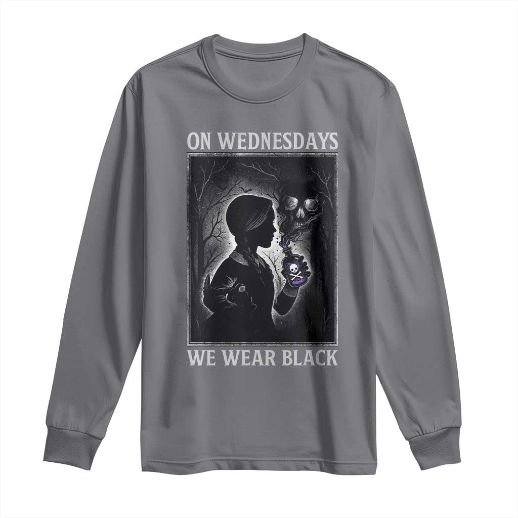 On Wednesdays We Wear Black Long Sleeve Shirt Tarot Card Goth Halloween TS10 Charcoal Print Your Wear
