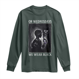 On Wednesdays We Wear Black Long Sleeve Shirt Tarot Card Goth Halloween TS10 Dark Forest Green Print Your Wear
