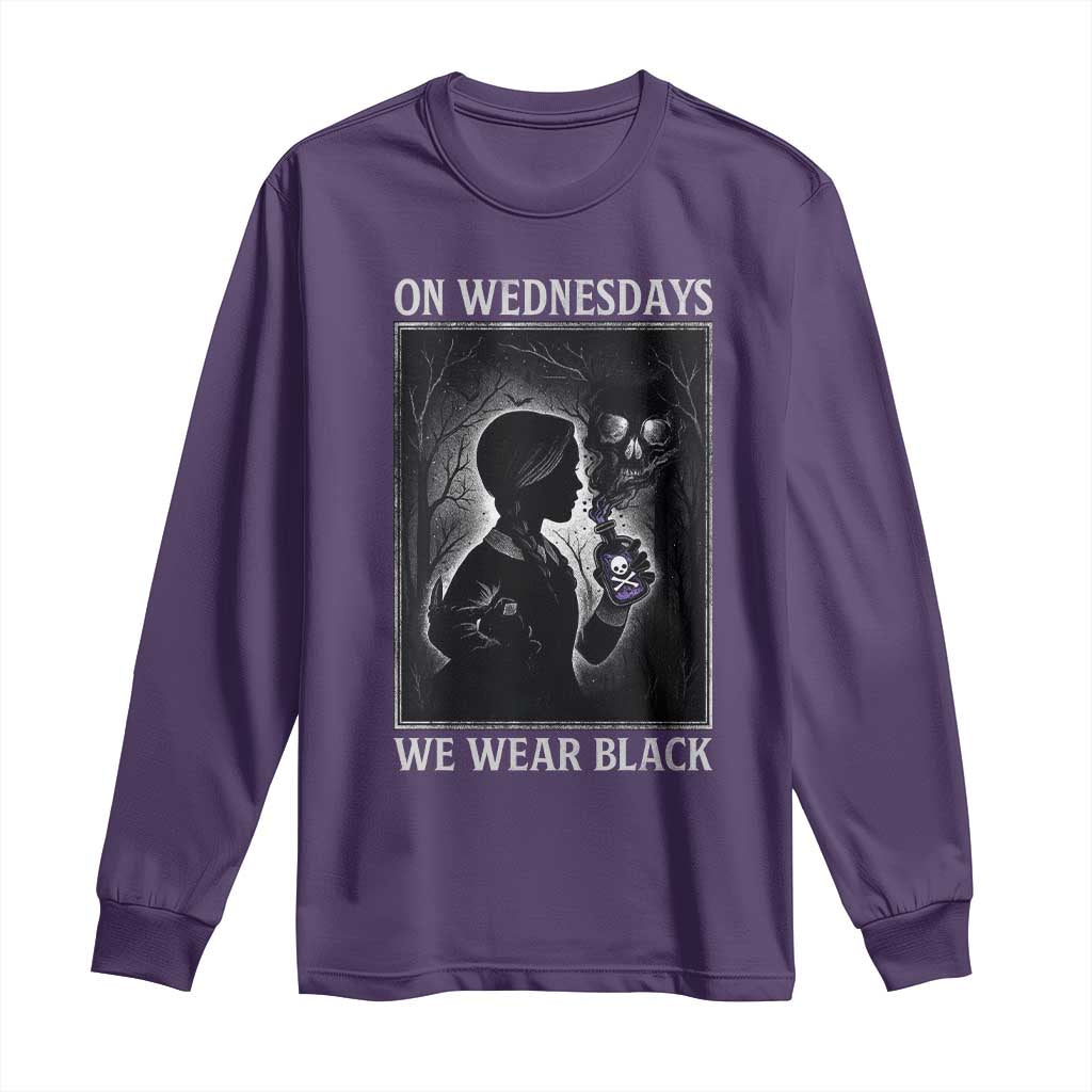 On Wednesdays We Wear Black Long Sleeve Shirt Tarot Card Goth Halloween TS10 Purple Print Your Wear