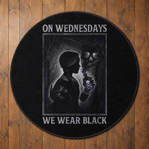 On Wednesdays We Wear Black Round Rug Tarot Card Goth Halloween