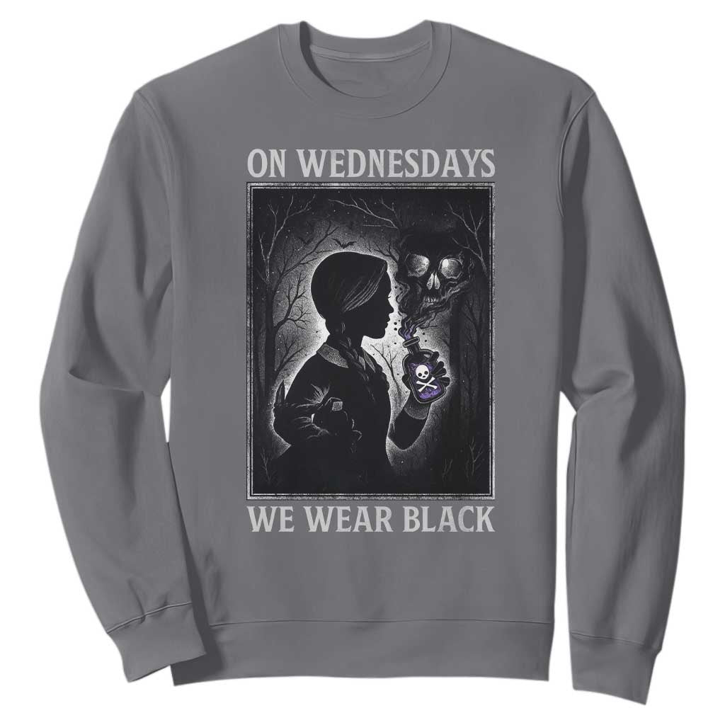 On Wednesdays We Wear Black Sweatshirt Tarot Card Goth Halloween TS10 Charcoal Print Your Wear