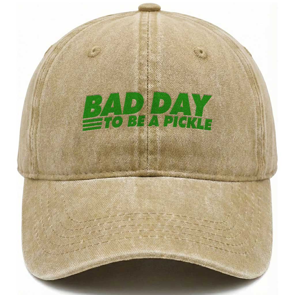 Bad Day To Be A Pickle Funny Dill Pickleball Lovers Washed Cotton Baseball Cap