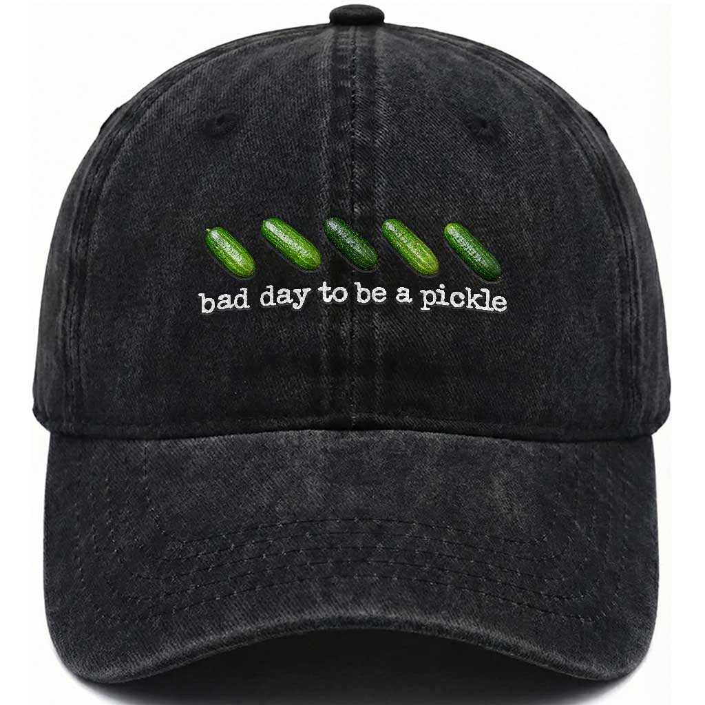 Bad Day To Be A Pickle Washed Cotton Baseball Cap Funny Dill Pickleball Lovers