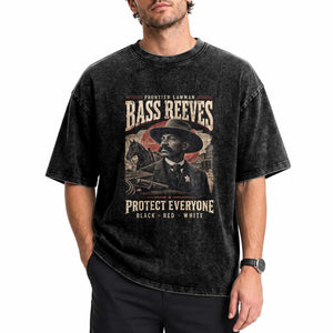 Bass Reeves Washed Cotton T-Shirt Frontier Lawman Protect Everyone Black History Graphic
