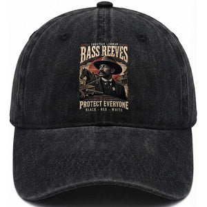Bass Reeves Washed Cotton Baseball Cap Frontier Lawman Protect Everyone Black History Graphic