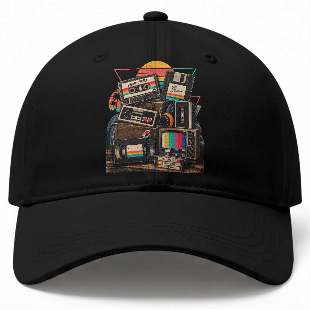 Vintage Nostalgia Cassette Tape Hip Hop Music 80s 90s Retro Distressed Party Costume Baseball Cap