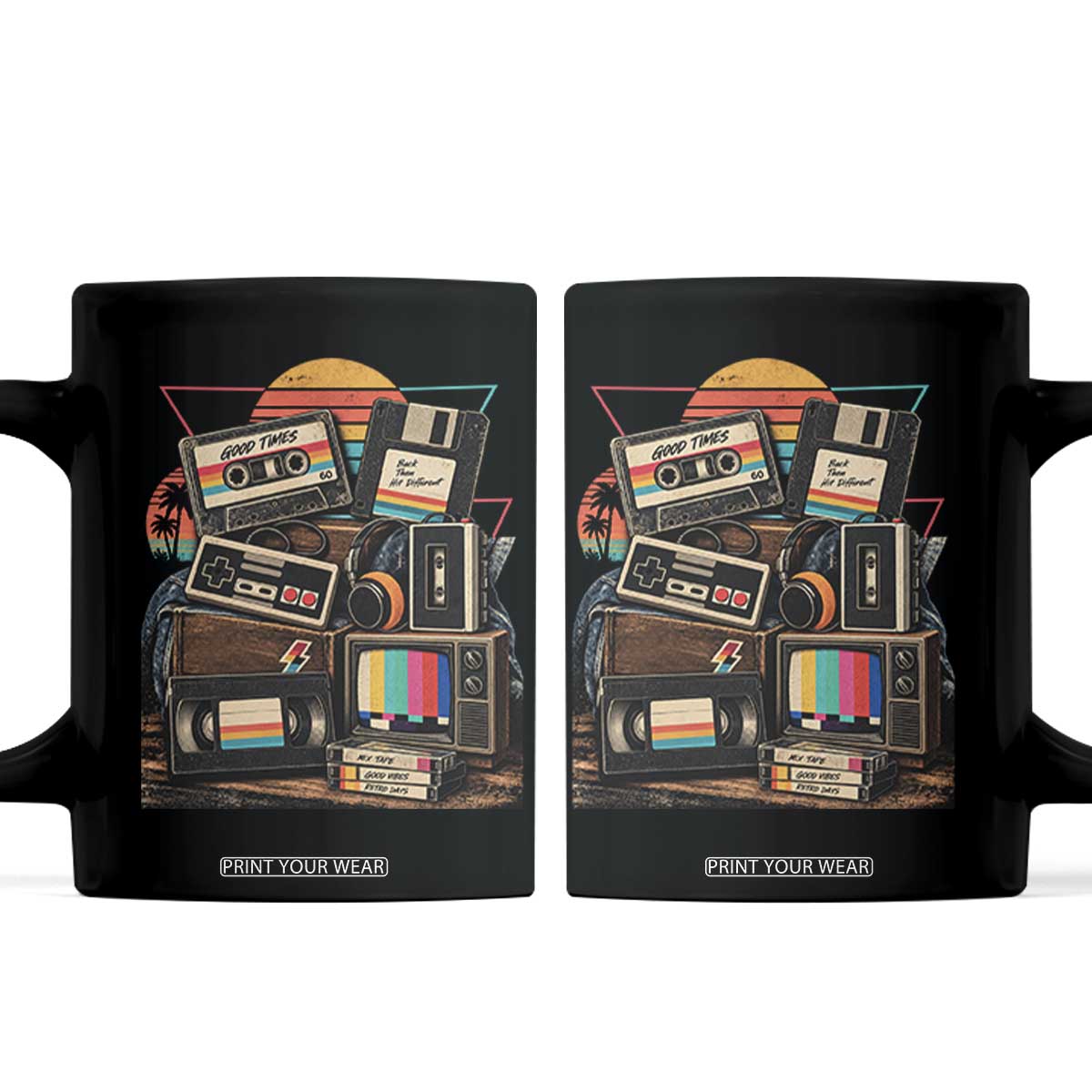 Vintage Nostalgia Cassette Tape Hip Hop Music 80s 90s Retro Distressed Party Costume Coffee Mug