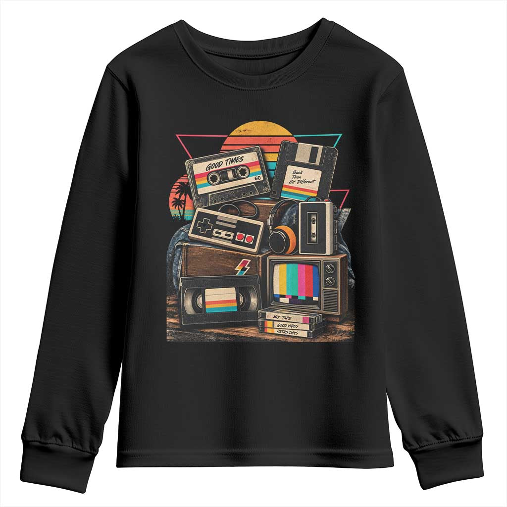 Vintage Nostalgia Cassette Tape Hip Hop Music 80s 90s Retro Distressed Party Costume Youth Sweatshirt