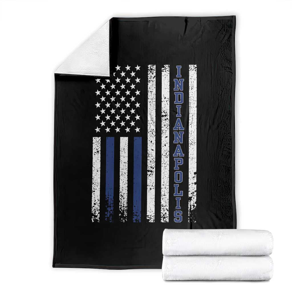 Indianapolis Game Day Distressed USA Flag Throw Blanket Retro Indiana City Local Pride Aesthetic