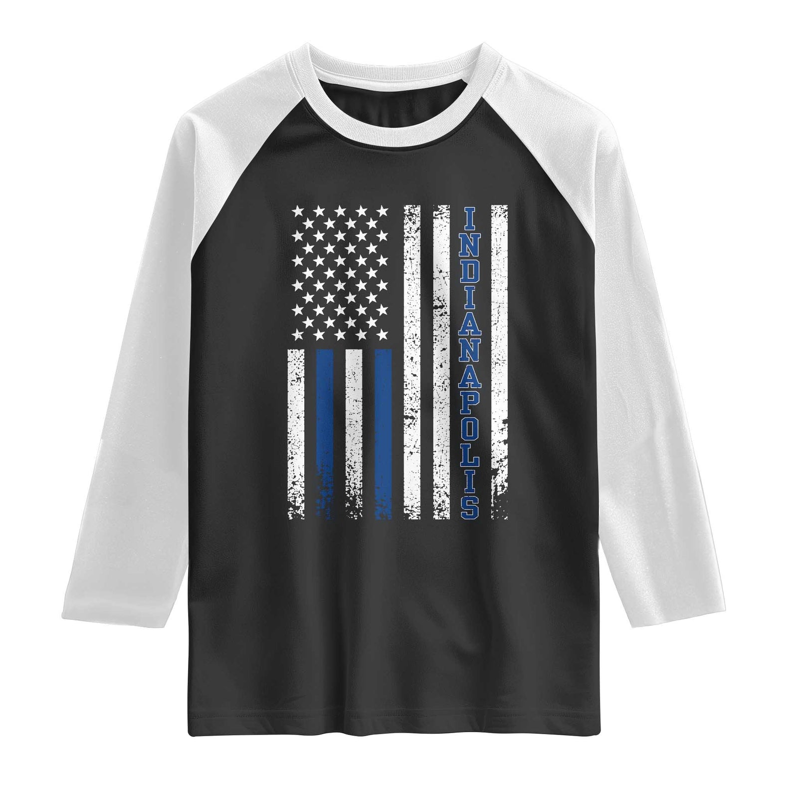 Indianapolis Game Day Distressed USA Flag Raglan Shirt Retro Indiana City Local Pride Aesthetic