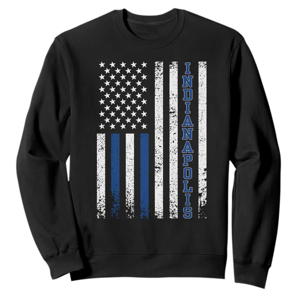 Indianapolis Game Day Distressed USA Flag Sweatshirt Retro Indiana City Local Pride Aesthetic