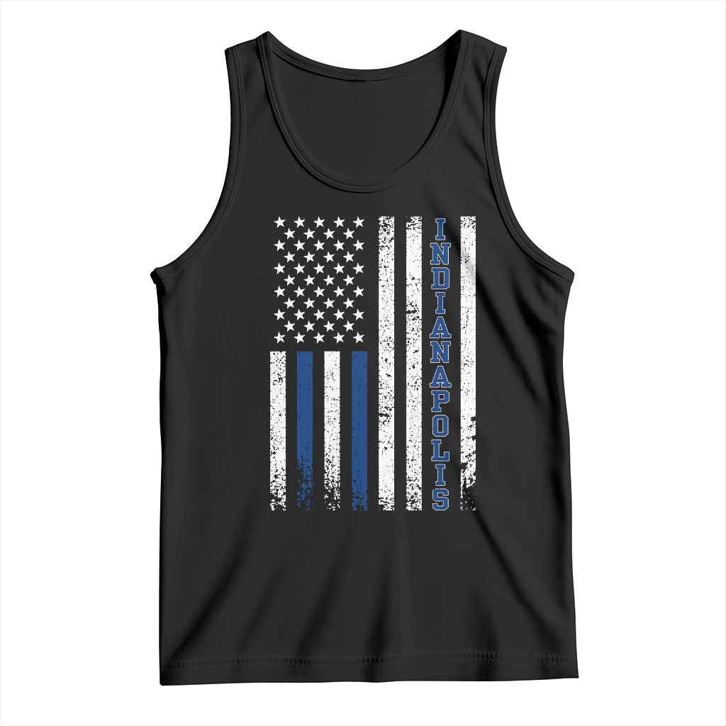 Indianapolis Game Day Distressed USA Flag Tank Top Retro Indiana City Local Pride Aesthetic