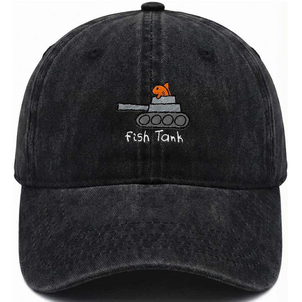 Fish Tank Funny Aquarium Animal Pun Sarcastic Washed Cotton Baseball Cap