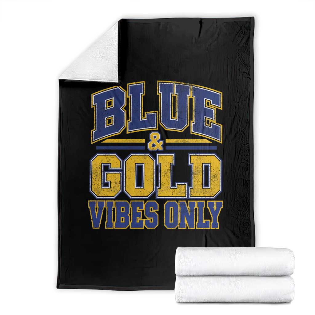 Blue Gold Vibes Only Varsity Game Day Graphic Throw Blanket