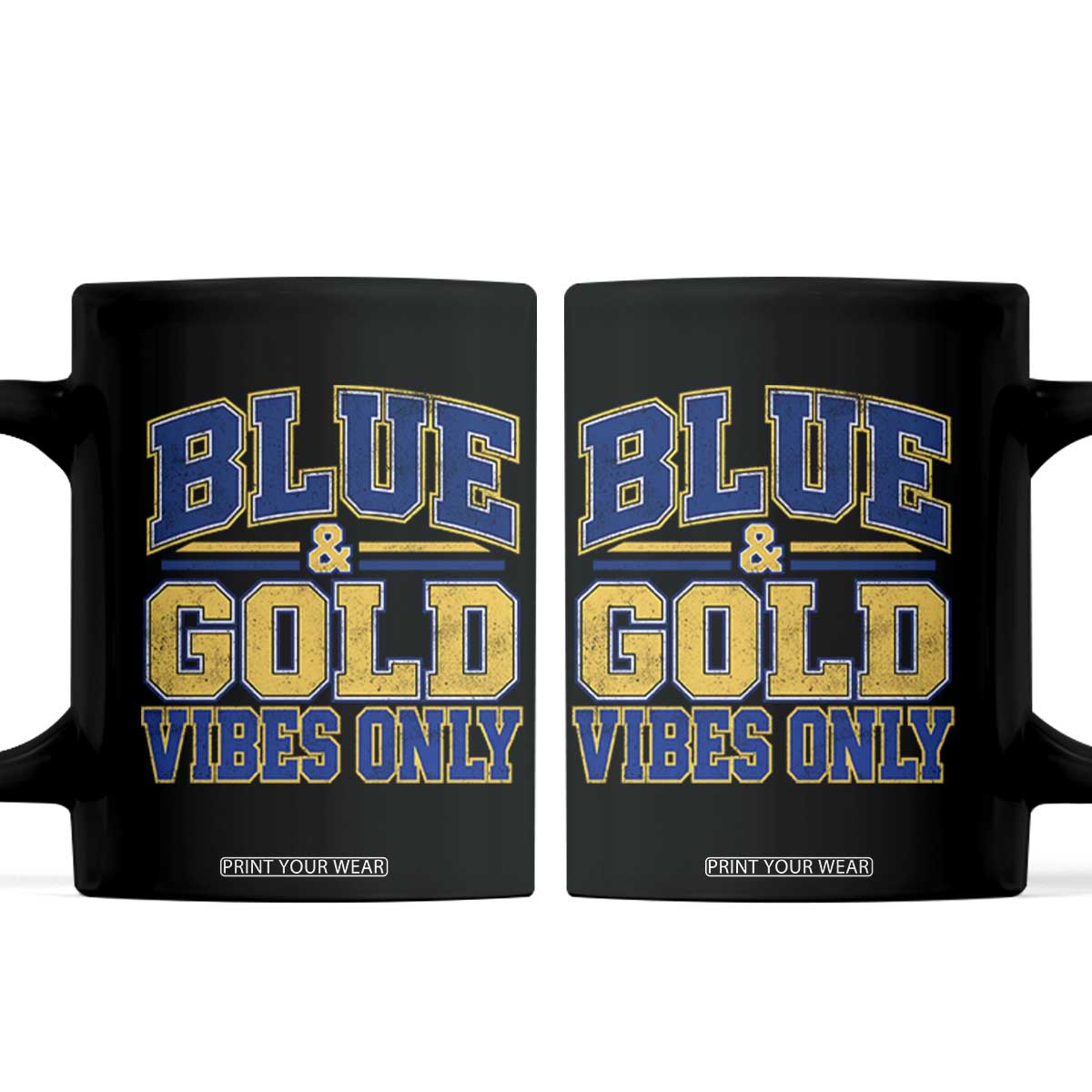 Blue Gold Vibes Only Varsity Game Day Graphic Coffee Mug
