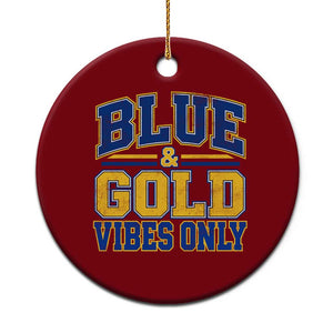 Blue Gold Vibes Only Varsity Game Day Graphic Ceramic Ornament