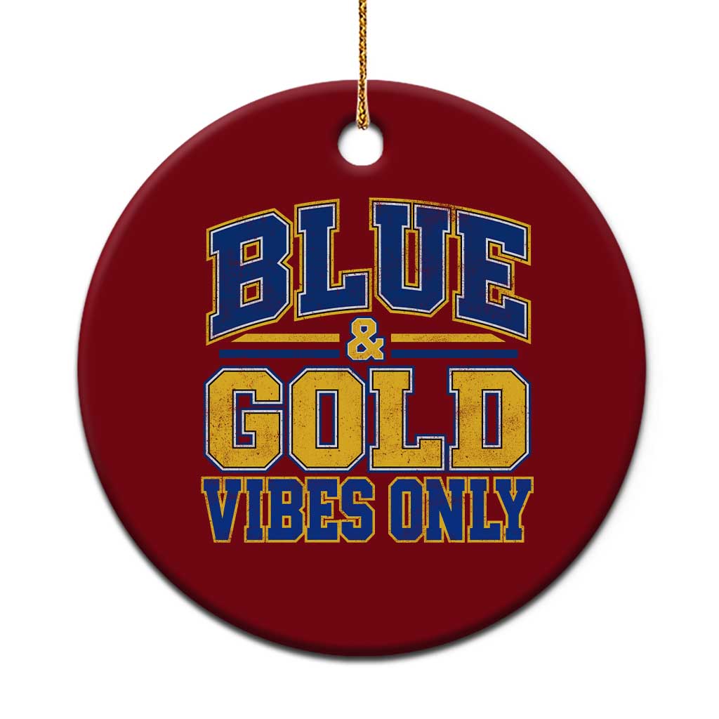 Blue Gold Vibes Only Varsity Game Day Graphic Ceramic Ornament