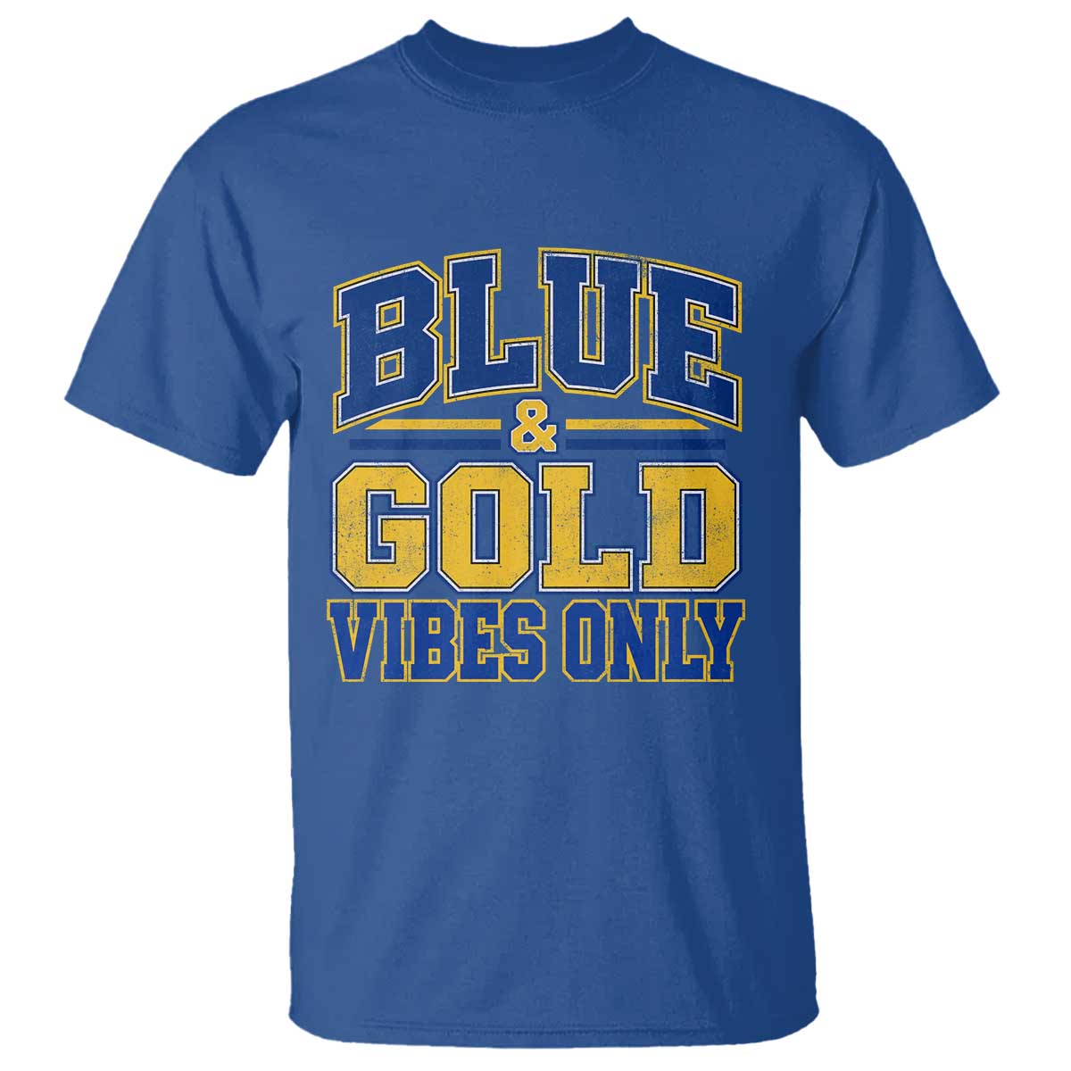 Blue Gold Vibes Only Varsity Game Day Graphic T Shirt