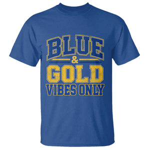 Blue Gold Vibes Only Varsity Game Day Graphic T Shirt