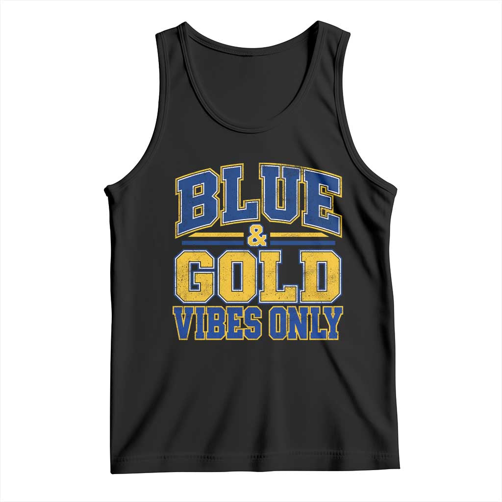 Blue Gold Vibes Only Varsity Game Day Graphic Tank Top