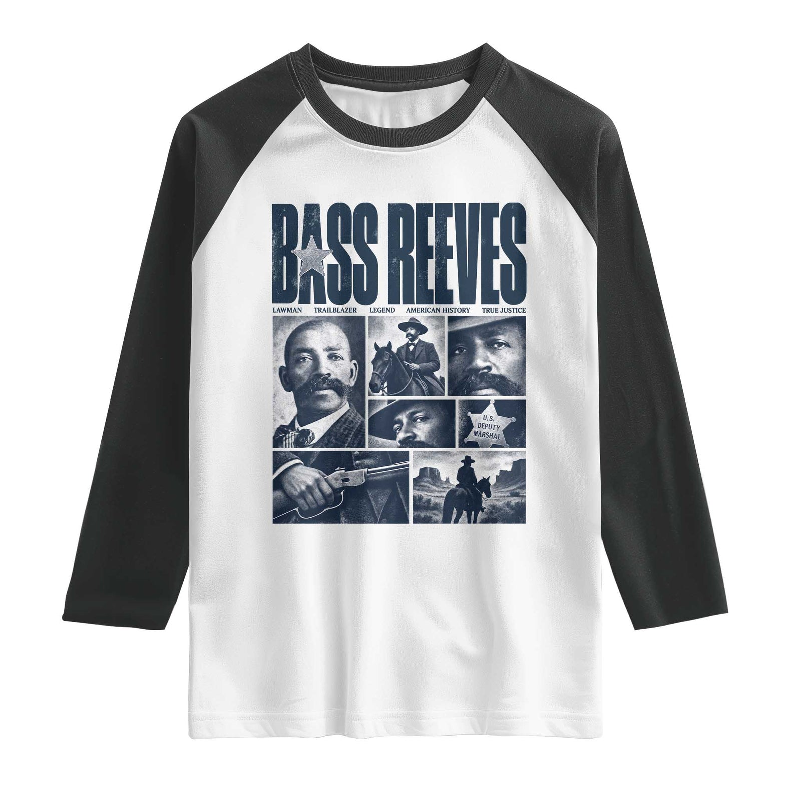 Bass Reeves Raglan Shirt US Deputy Marshal First Black Lawman American History Graphic
