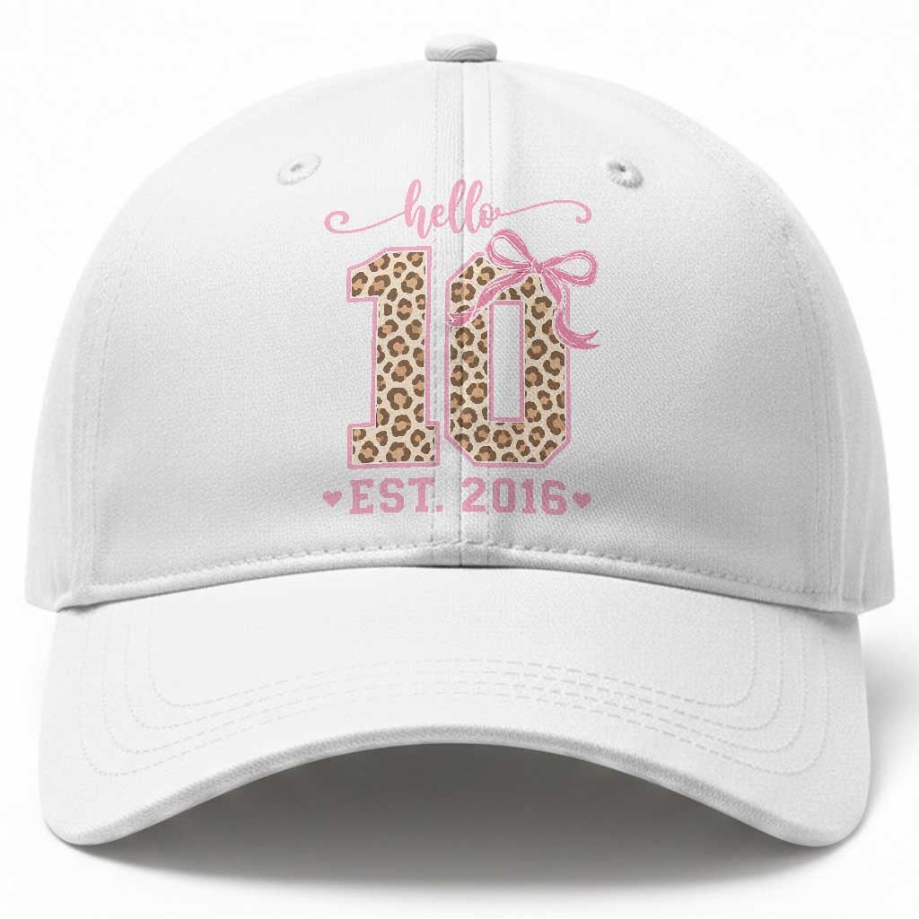 10th Birthday Girl Gifts Baseball Cap Double Digits Tenth Birthday Leopard Coquette Bow