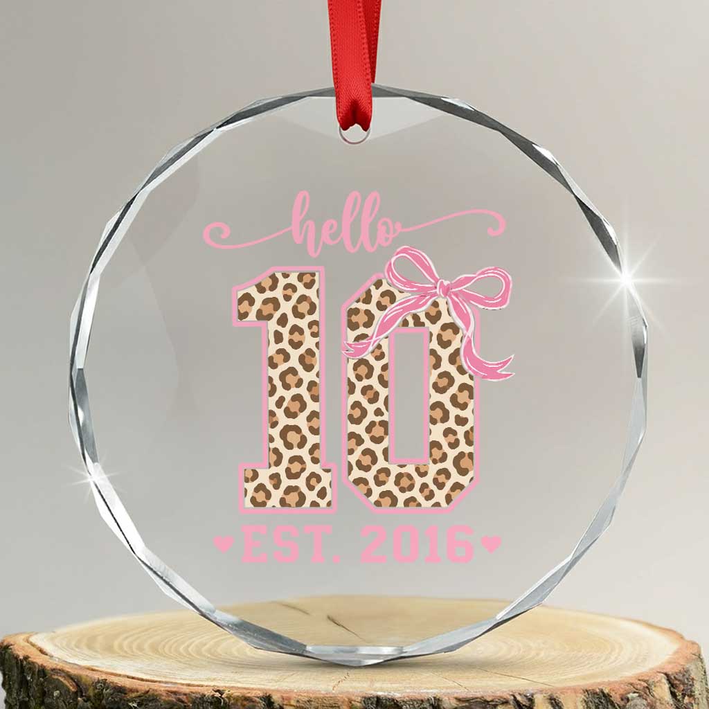 10th Birthday Girl Gifts Crystal Glass Ornament Double Digits Tenth Birthday Leopard Coquette Bow