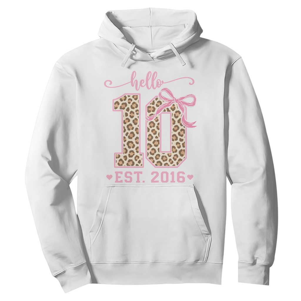 10th Birthday Girl Gifts Hoodie Double Digits Tenth Birthday Leopard Coquette Bow
