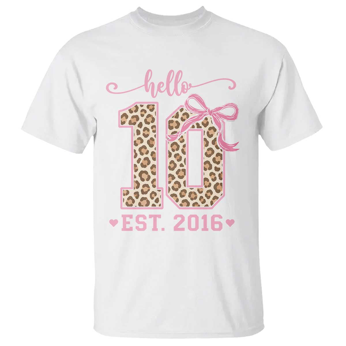 10th Birthday Girl Gifts T Shirt Double Digits Tenth Birthday Leopard Coquette Bow