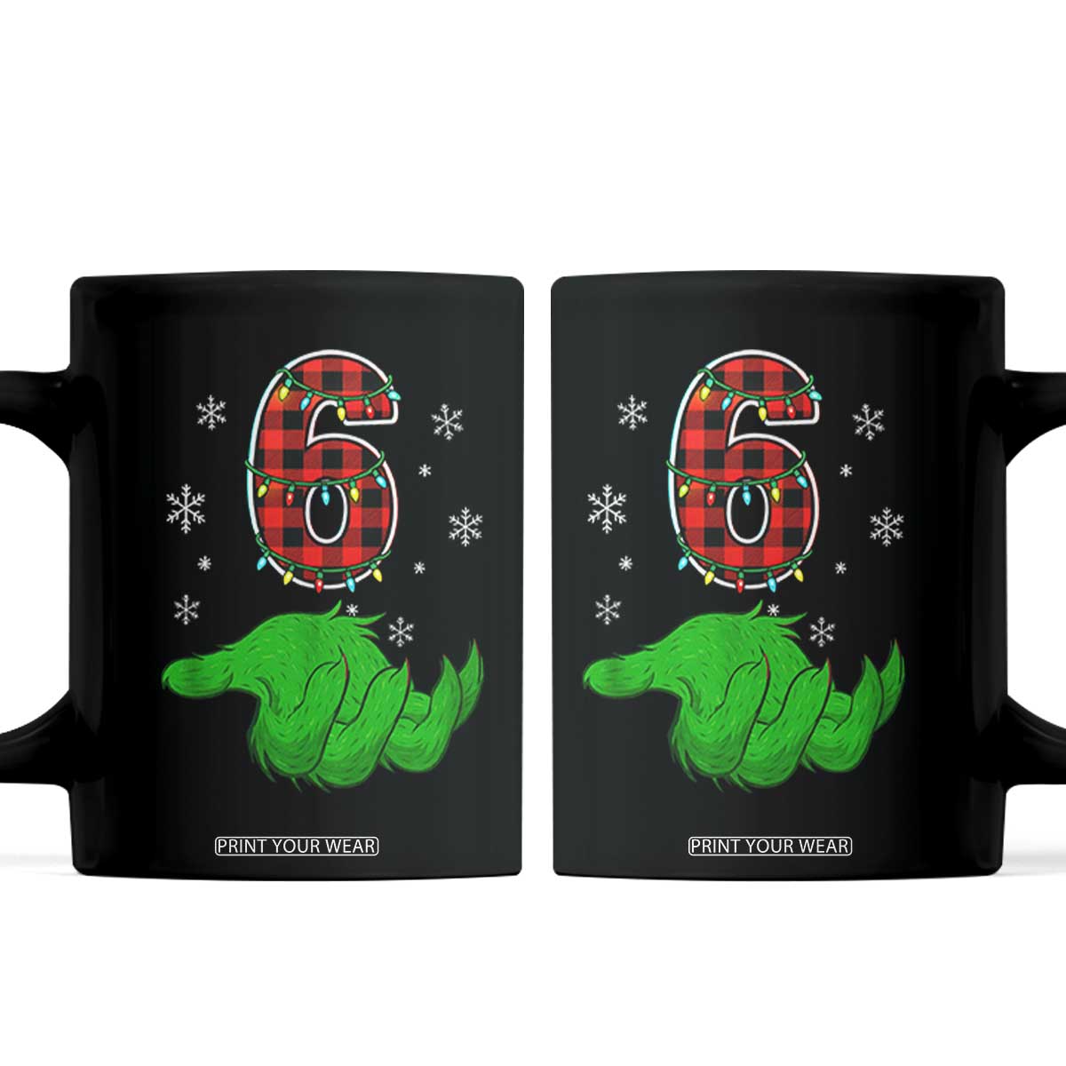 Number 6 Matching 67 Christmas Coffee Mug Red Plaid Xmas Pajamas Holiday Gen Alpha Slang Meme TS10 Black Print Your Wear