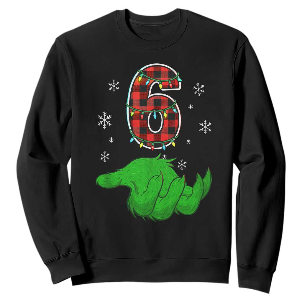 Number 6 Matching 67 Christmas Sweatshirt Red Plaid Xmas Pajamas Holiday Gen Alpha Slang Meme TS10 Black Print Your Wear