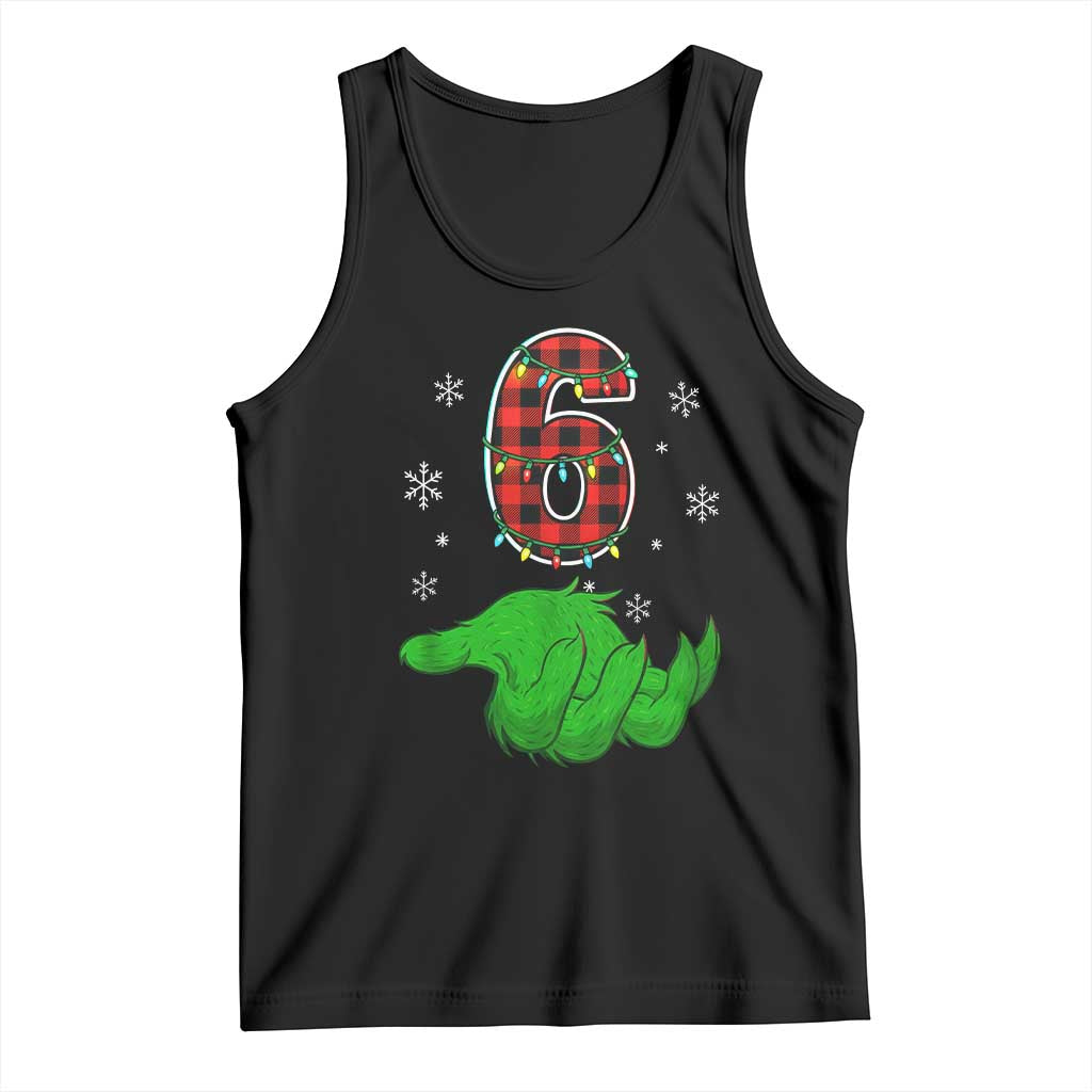 Number 6 Matching 67 Christmas Tank Top Red Plaid Xmas Pajamas Holiday Gen Alpha Slang Meme TS10 Black Print Your Wear