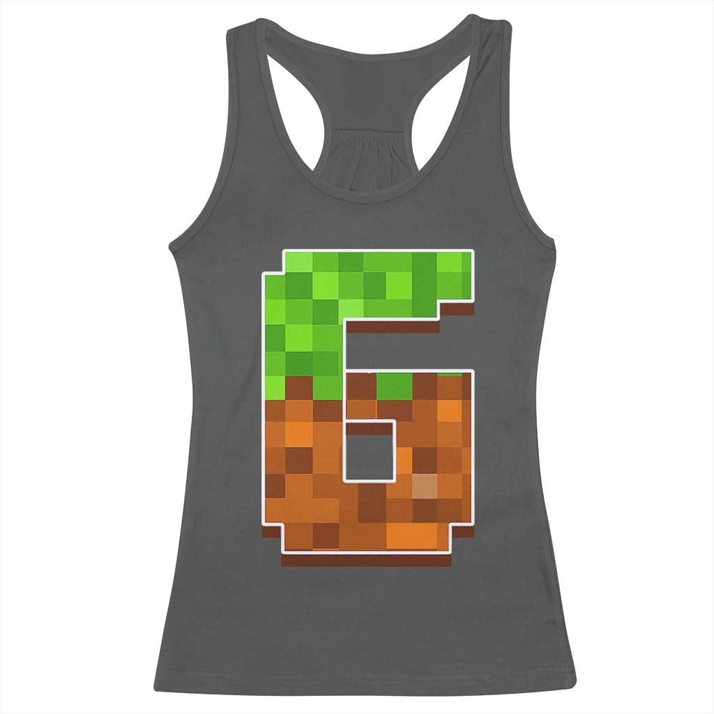 Number 6 Racerback Tank Top Game Matching 67 Meme Costume 6th Birthday 6 Years TS10 Dark Heather Print Your Wear
