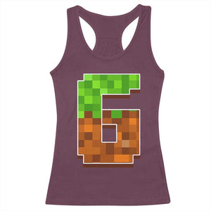 Number 6 Racerback Tank Top Game Matching 67 Meme Costume 6th Birthday 6 Years TS10 Maroon Print Your Wear