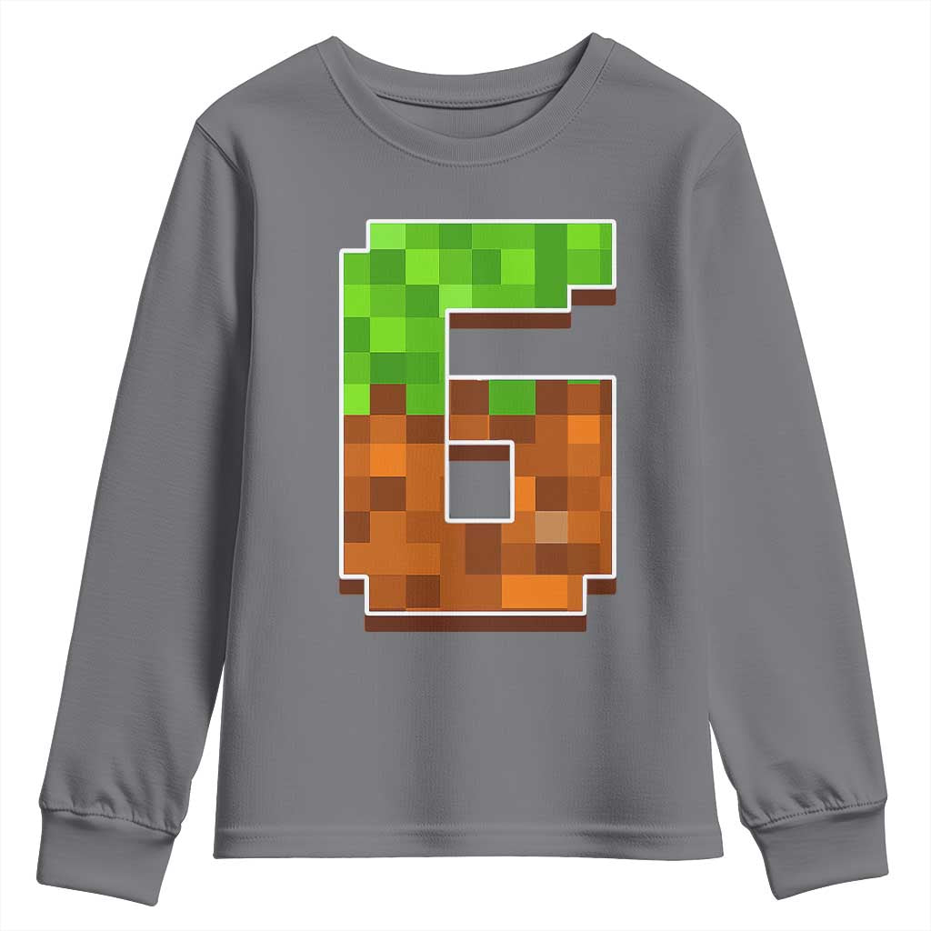 Number 6 Youth Sweatshirt Game Matching 67 Meme Costume 6th Birthday 6 Years TS10 Charcoal Print Your Wear