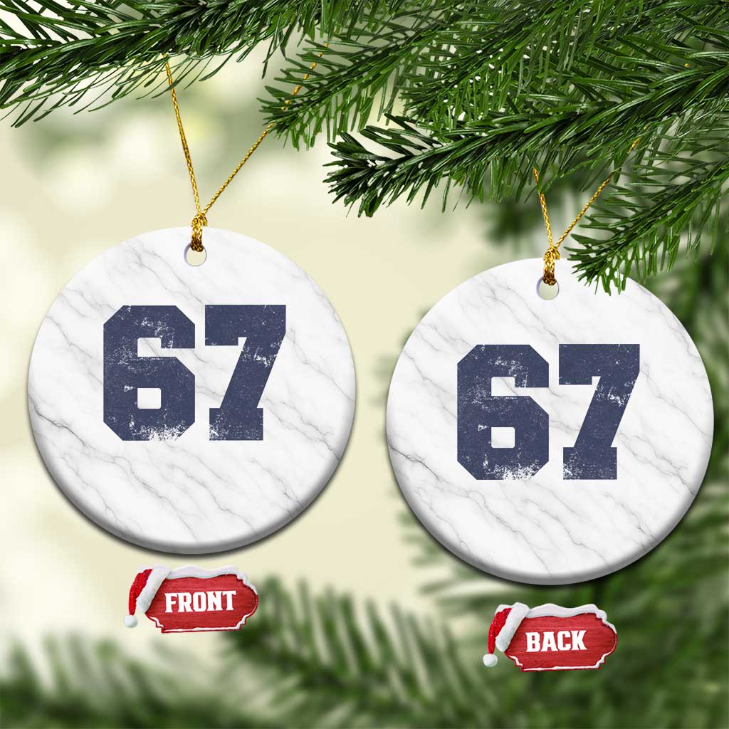 Number 67 Ceramic Ornament Numbered Uniform Sports Jersey Team 67th Birthday TS10 1pc White Marble Print Your Wear