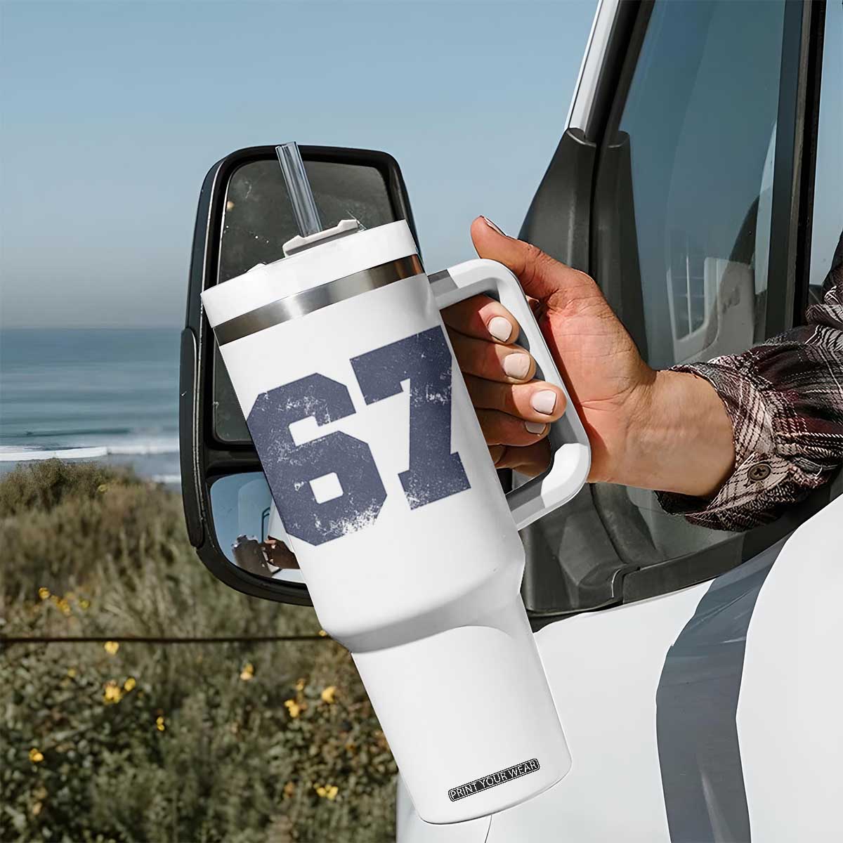 Number 67 Tumbler With Handle Numbered Uniform Sports Jersey Team 67th Birthday TS10 Print Your Wear